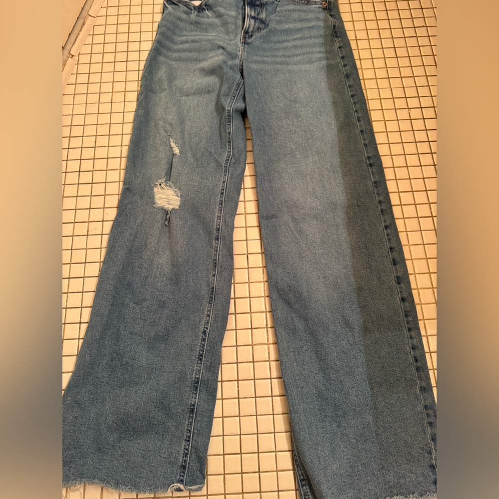 Casual Blue Distressed Boyfriend Jeans